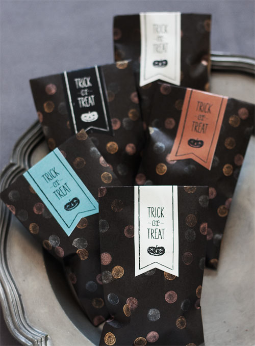 Confetti Stamped Halloween Treat Bags
