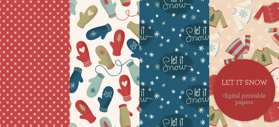 Let It Snow Printable Patterned Papers