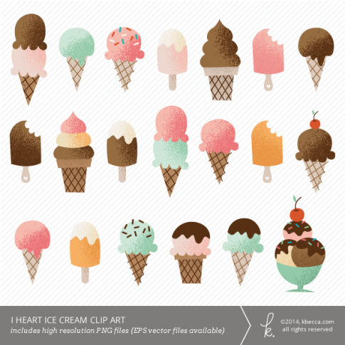 I Heart Ice Cream Clip Art (Personal + Commercial Use) | k.becca