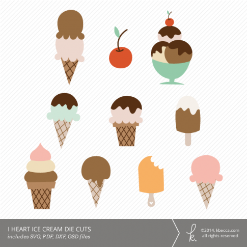 I Heart Ice Cream Die Cuts (SVG Included) | k.becca