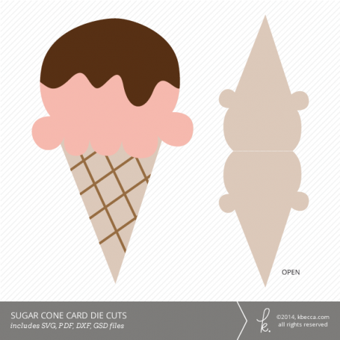 Sugar Cone Ice Cream Card Die Cuts | k.becca
