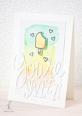 You're Sweet Handmade Watercolor + Die Cut Card | k.becca #svg #watercolor #cardmaking