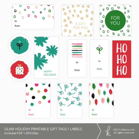 Glam Holiday Printable Gift Tags + Labels | K.becca