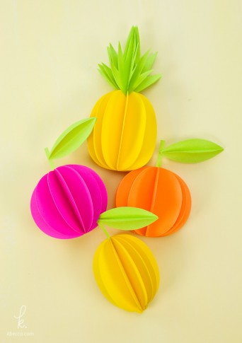 DIY 3D Paper Pineapple & Citrus Fruit Gift Toppers / Ornaments (Free SVG & PDF Templates Included)