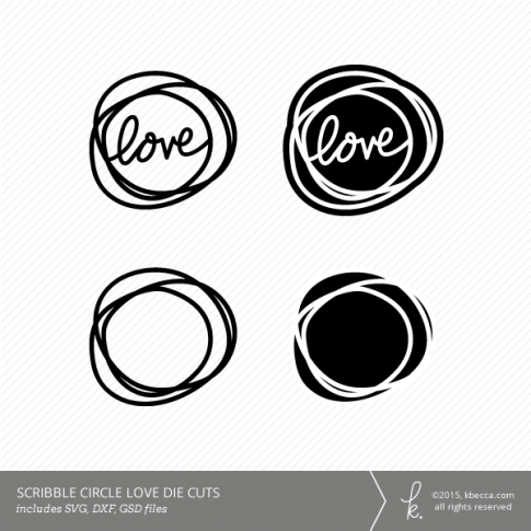 Love Scribble Circle Die Cuts (Commercial Licensing Available)