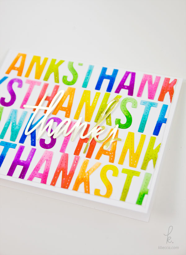 DIY Rainbow Letter Die Cut Thank You Card (with Zig Clean Color Real Brush Pens)