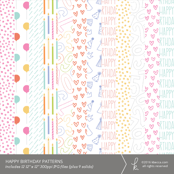 Happy Birthday Digital Patterns (Vector Files & Commercial Licensing Available)
