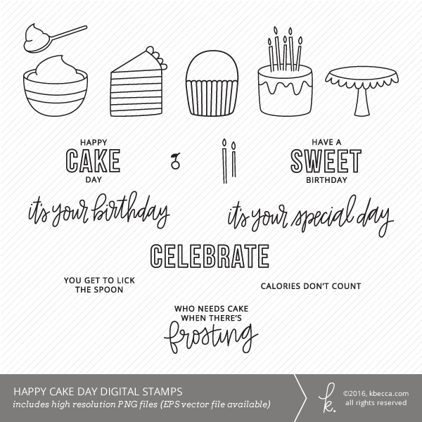 Cake Day Birthday Digital Stamps (Commercial Licensing Available)