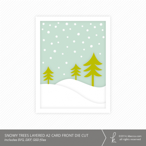 Snowy Trees A2 Layered Card Front Die Cut from k.becca