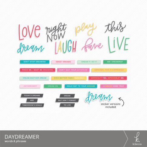 Daydreamer Words & Phrases Digital Elements
