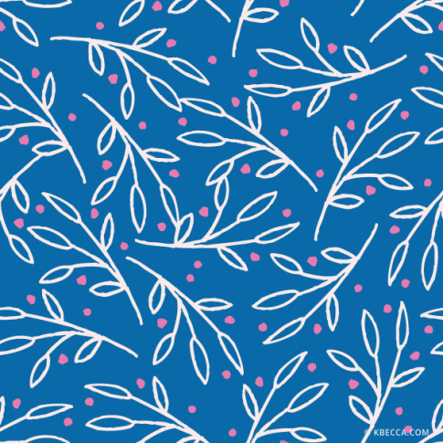 Blue + Pink Hand Drawn Botanical Leaves Clip Art Pattern (Vector Included) | kbecca.com