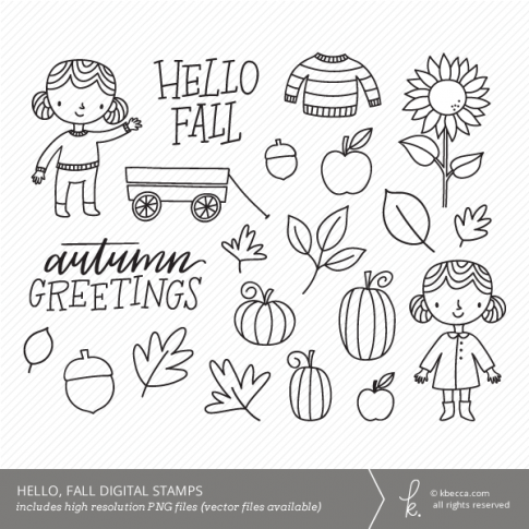 Hello, Fall Digital Stamps from k.becca (Commercial Licensing Available)
