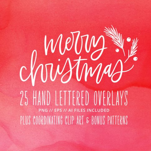 Hand Lettered Holiday Christmas Photo Overlays + Clip Art & Bonus Patterns (Commercial Available) from k.becca #clipart #lettering