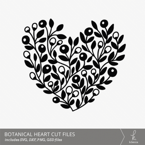 Botanical Heart Digital Cut File from k.becca (Commercial Licensing Available)