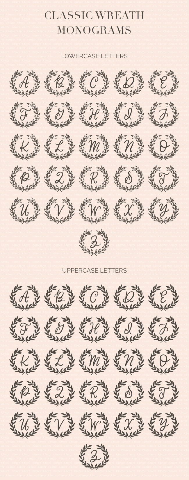 Classic Wreath Monograms Dingbat Font from k.becca #font