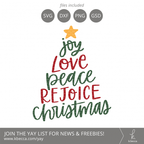 Joy Love Peace Rejoice Christmas Tree SVG Cut Files #svgfiles #cutfiles #christmas #silhouettecameo #cricut