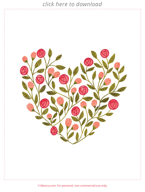 Free Printable Floral Heart Wall Art #wallart #freeprintable