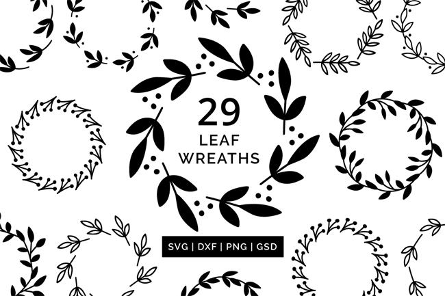New in the Shop : Leaf Wreath SVG Cut Files & Clip Art