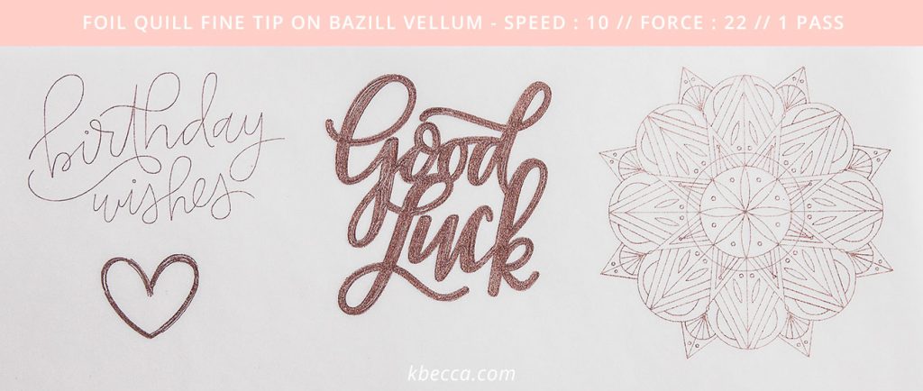Foil Quill Test Results on Acetate, Vellum, Dura-Lar &amp; Wood Veneer