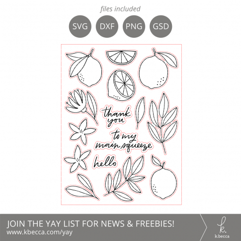 Lovely Lemons Digital Stamps + Dielines #digistamps #digitalstamps #clipart #silhouettecameo #cricut