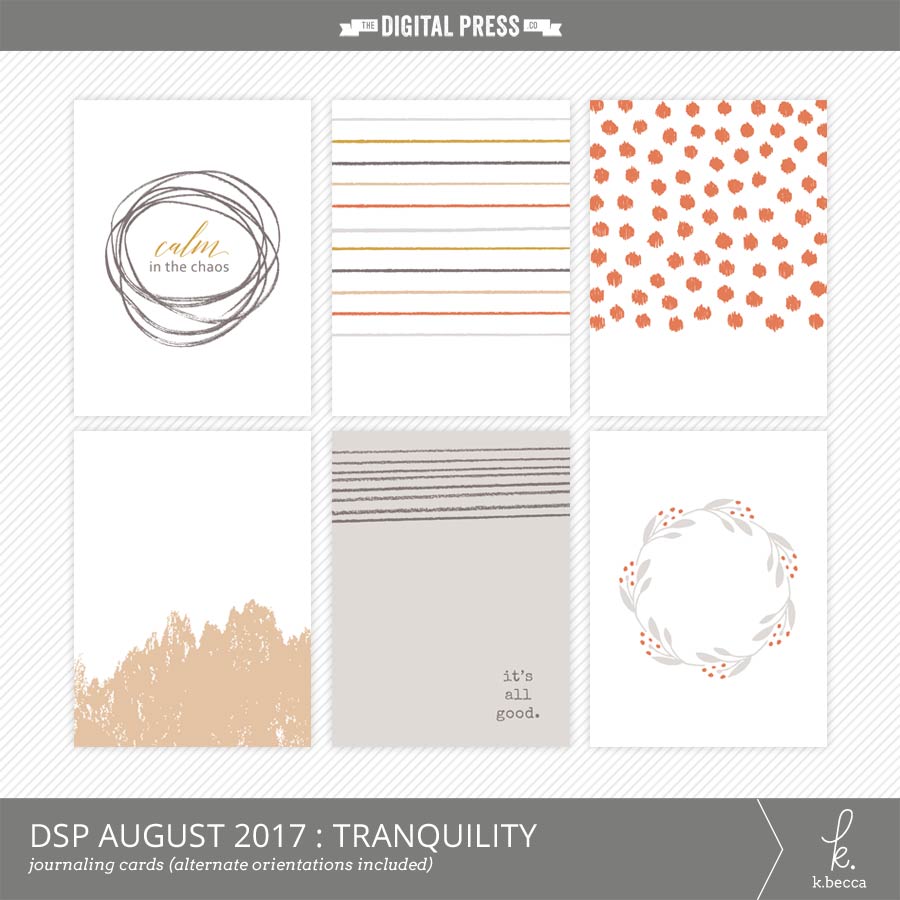 Tranquility Journaling Cards Freebie : DigiScrap Parade August 2017