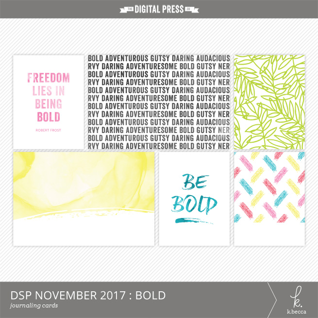 Bold Journaling Cards Freebie : DigiScrap Parade November 2017